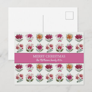 Folk Floral Jul Helg Vykort