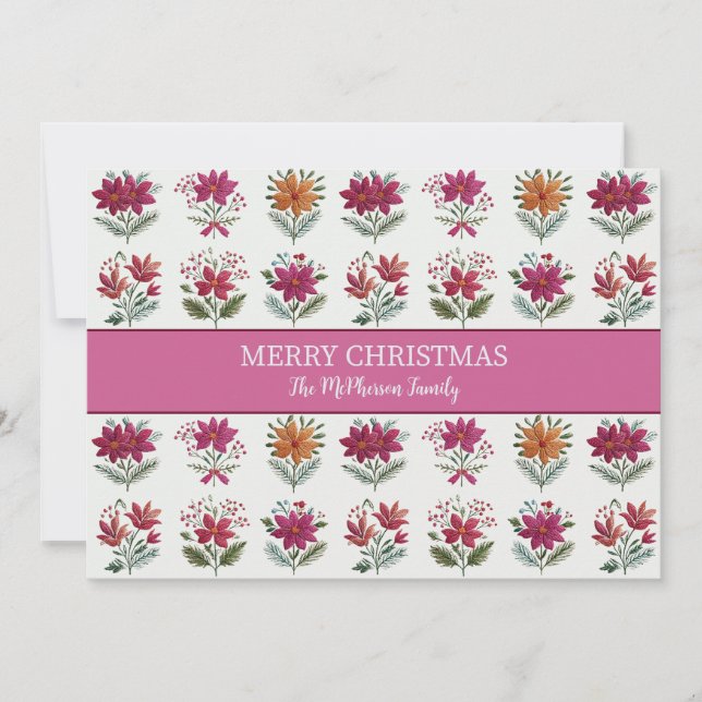 Folk Floral Jul  Julkort (Framsida)
