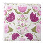 Folk Floral Pattern. Pink & Burgundy Flower Design Kakelplatta<br><div class="desc">Celebrate nature and tradition with this charming folk-inspired floral pattern. Featuring stylized tulips, blossoms, and vines in shades of pink, burgundy, and olive green, this design blends vintage whimsy with modern elegance. Perfect for fabric, home decor, notebooks, and gift items that call for a sweet and feminine touch. Ideal for...</div>