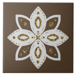 folk flower 1 ljust brun och vit kakelplatta