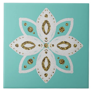 folk flower 1 ljust brun och vit kakelplatta