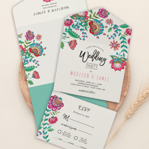 Folk Flowers Boho Turcos Fiesta bröllop