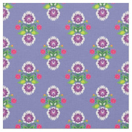 Folk Flowers - diamantformad komposition Tyg