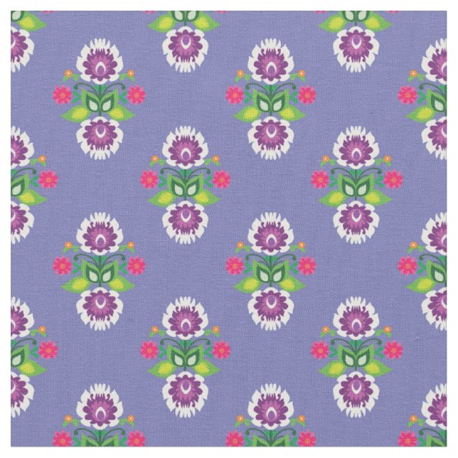 Folk Flowers - diamantformad komposition Tyg (Närbild)