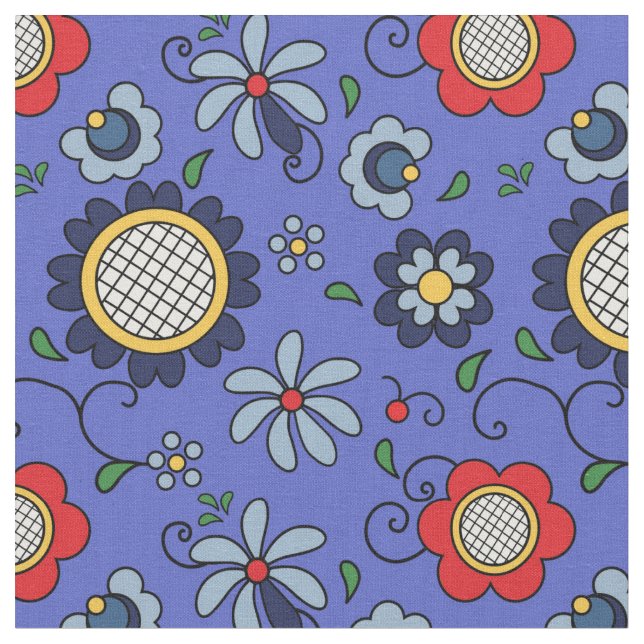 Folk Flowers - folkart från Kashuby Tyg (Närbild)