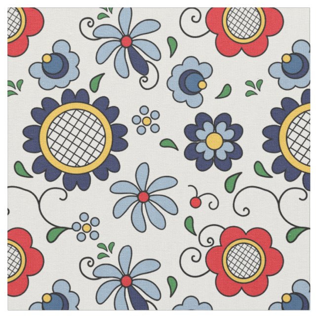 Folk Flowers -  folkkonst från Kashuby Tyg (Närbild)