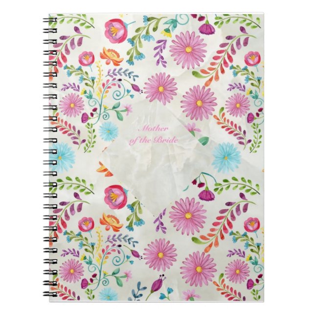 Folk Flowers Mor i Bride Gift-Anpassadet Anteckningsbok (Framsidan)