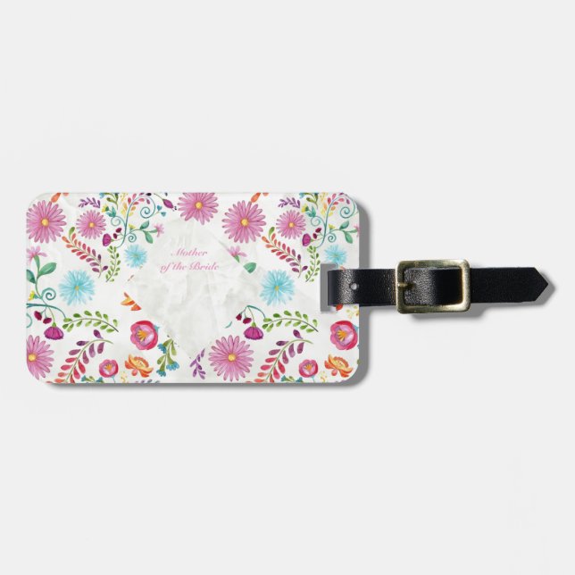 Folk Flowers Mor i Bride Gift-Anpassadet Bagagebricka (Horisontell Framsida)