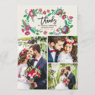 Folk Flowers Tack BRÖLLOP 3 fotokort Kort