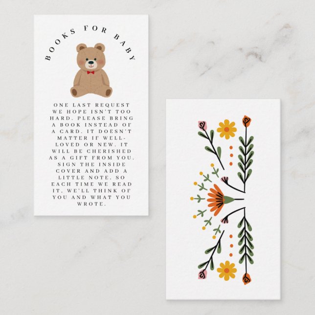 Folk Flowers Teddy Bear Nästan Inte Vänta Böcker F Tilläggskort (Fram/baksida)