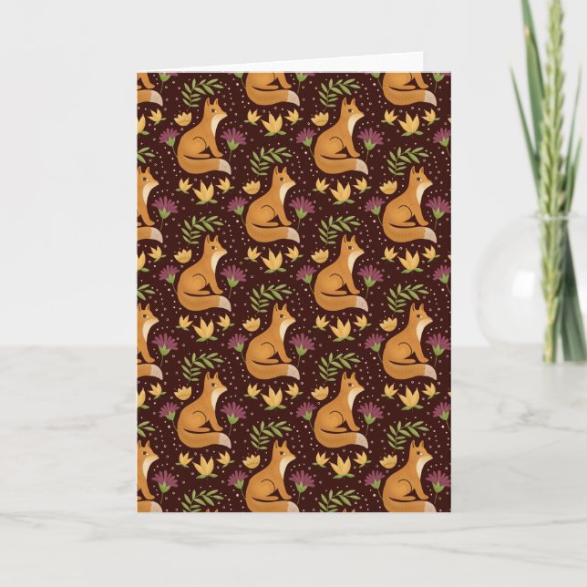 Folk Foxes Greeting Card Kort (Framsida)