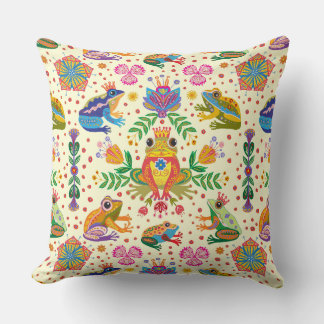 Folk Frogs & Blommigt Fantasia Cushion Kudde