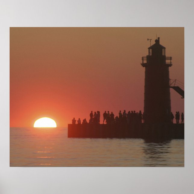 Folk fyr sunset silhouette i syd poster (Framsidan)