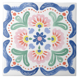 Folk Garden Watercolor Kakelplatta