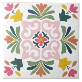 Folk Garden Watercolor Kakelplatta