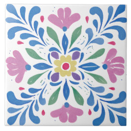 Folk Garden Watercolor Kakelplatta