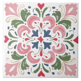 Folk Garden Watercolor Kakelplatta