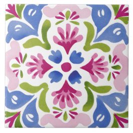 Folk Garden Watercolor Kakelplatta