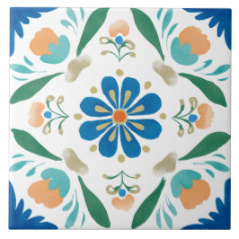 Folk Garden Watercolor Kakelplatta