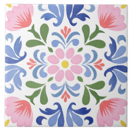 Folk Garden Watercolor Kakelplatta