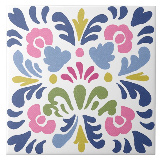 Folk Garden Watercolor Kakelplatta (Framsidan)