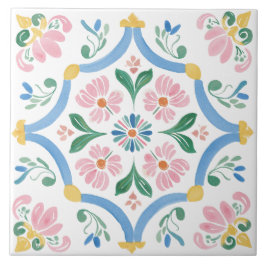 Folk Garden Watercolor Kakelplatta