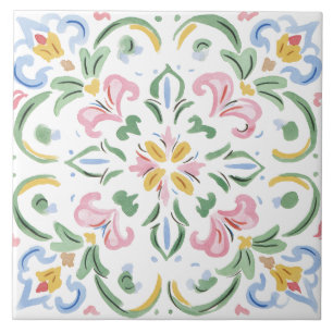 Folk Garden Watercolor Kakelplatta