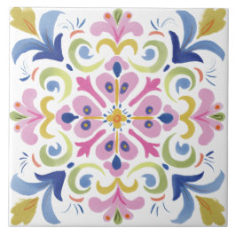 Folk Garden Watercolor Kakelplatta