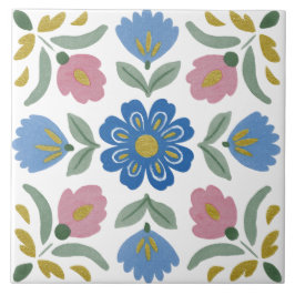 Folk Garden Watercolor Kakelplatta