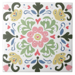 Folk Garden Watercolor Kakelplatta