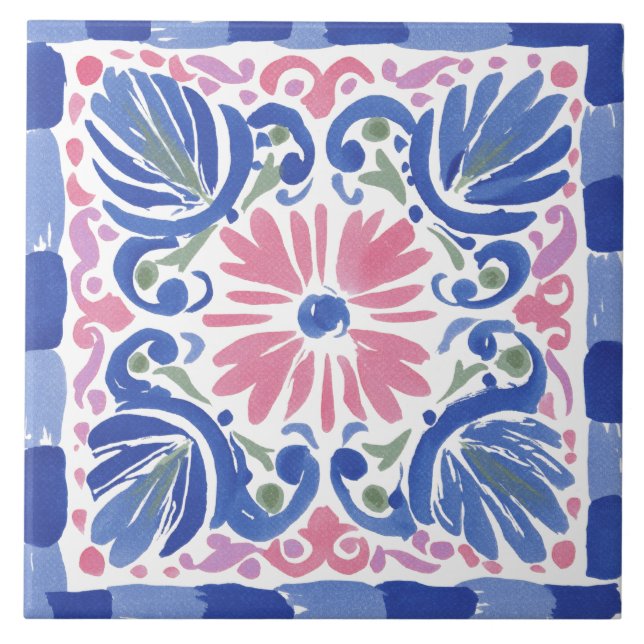 Folk Garden Watercolor Kakelplatta (Framsidan)