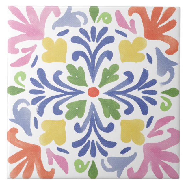 Folk Garden Watercolor Kakelplatta (Framsidan)