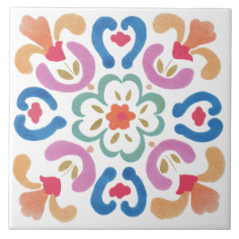 Folk Garden Watercolor Kakelplatta