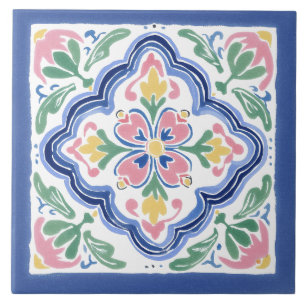 Folk Garden Watercolor Kakelplatta