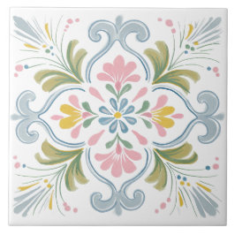 Folk Garden Watercolor Kakelplatta