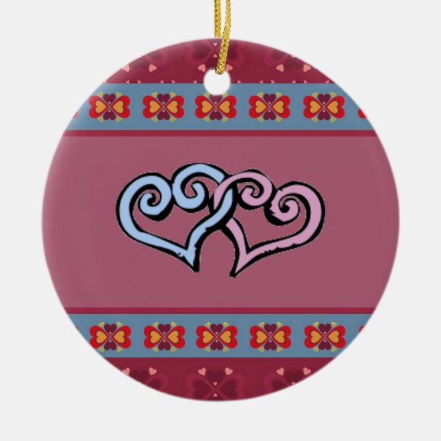 Folk Heart Mönster Ornament (Framsidan)