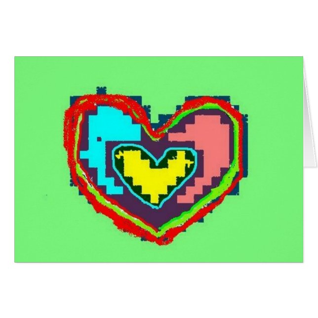 Folk hjärta hälsningskort (Framsidan Horizontal)