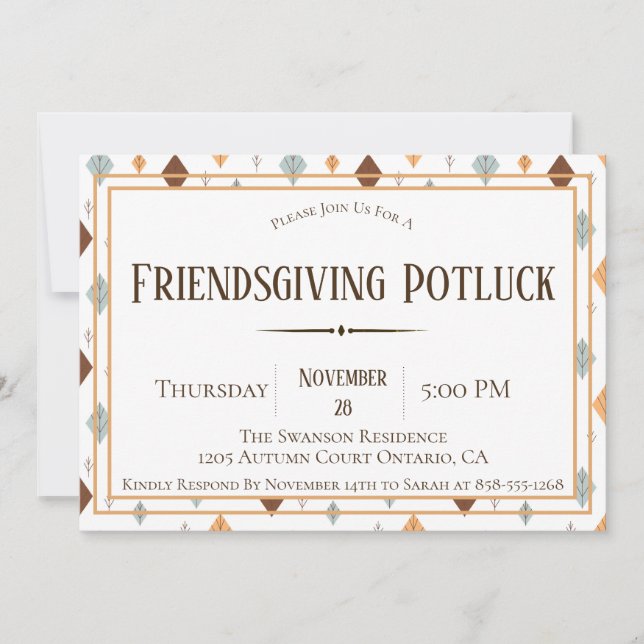 Folk höst löv Friendsgiving knytkalasinbjudan Inbjudningar (Framsida)