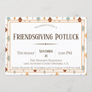 Folk höst löv Friendsgiving knytkalasinbjudan Inbjudningar
