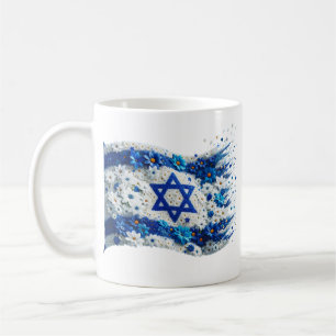 Folk i Israel flagga blommar i blommor. Kopp
