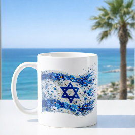 Folk i Israel flagga blommar i blommor. Kopp