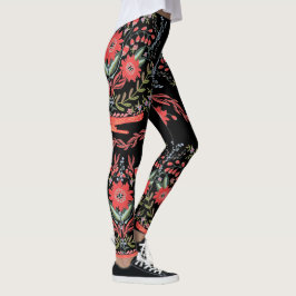 Folk konst för chic vildblomma leggings