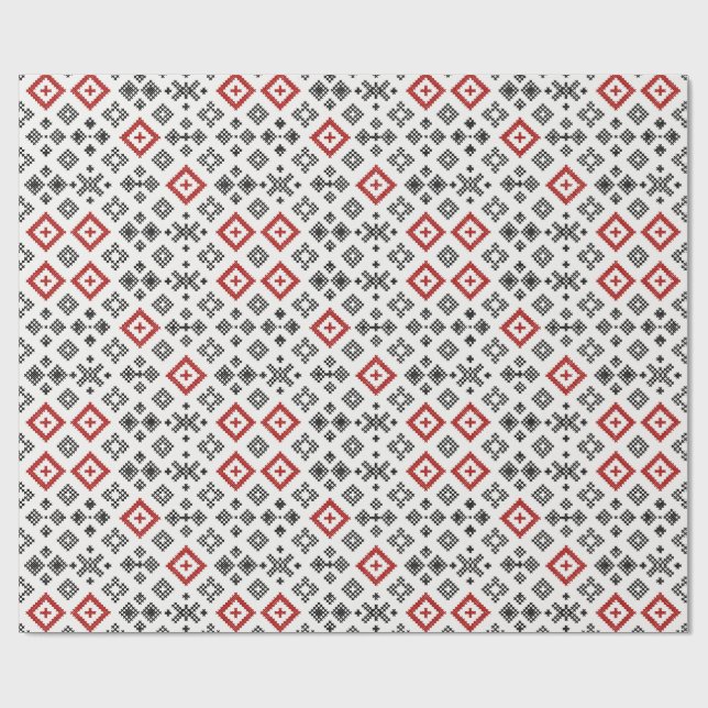 Folk Korsstygns Sömlöst Mönster Presentpapper (Platt)