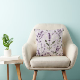 Folk Lavender Seamless Mönster - Stylized Flowers Kudde