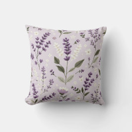 Folk Lavender Seamless Mönster - Stylized Flowers Kudde