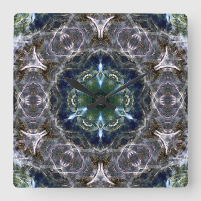 Folk Mandala Fyrkantig Klocka (Framsida)
