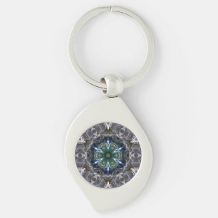 Folk Mandala Swirl Silverfärgad Nyckelring