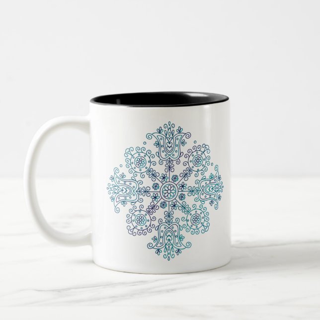 Folk Mandala Två-Tonad Mugg (Vänster)