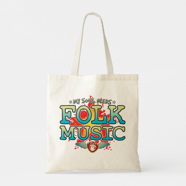 Folk Music Soul Tote Bag Tygkasse (Baksida)