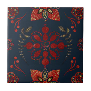 Folk Navy Blue Nordic Art Kakelplatta